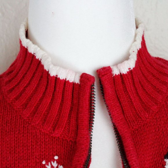 Breckenridge vintage 90s red Christmas snowman quarter zip sweater size petite M - Picture 4 of 9